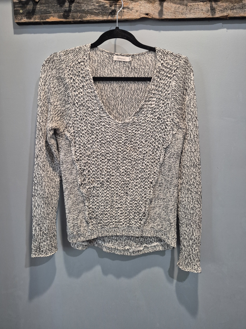 2 For $20 !!Marled Knit V-Neck Sweater in Cream & Black